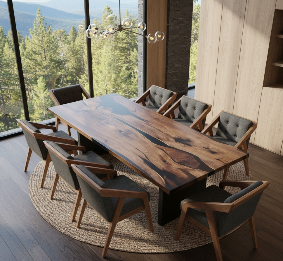 Comedor con resina epóxica para 8 personas