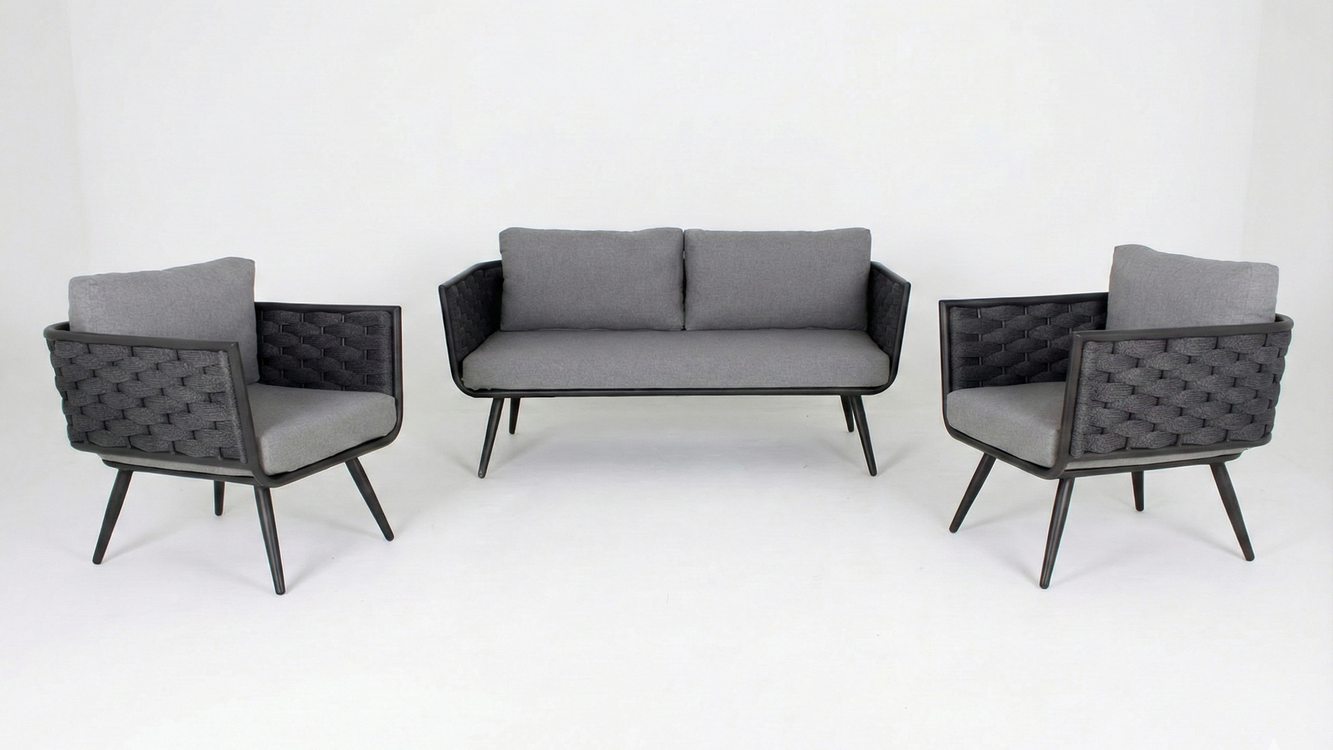 Sala de exterior de 3 piezas con tejido sintético Trama