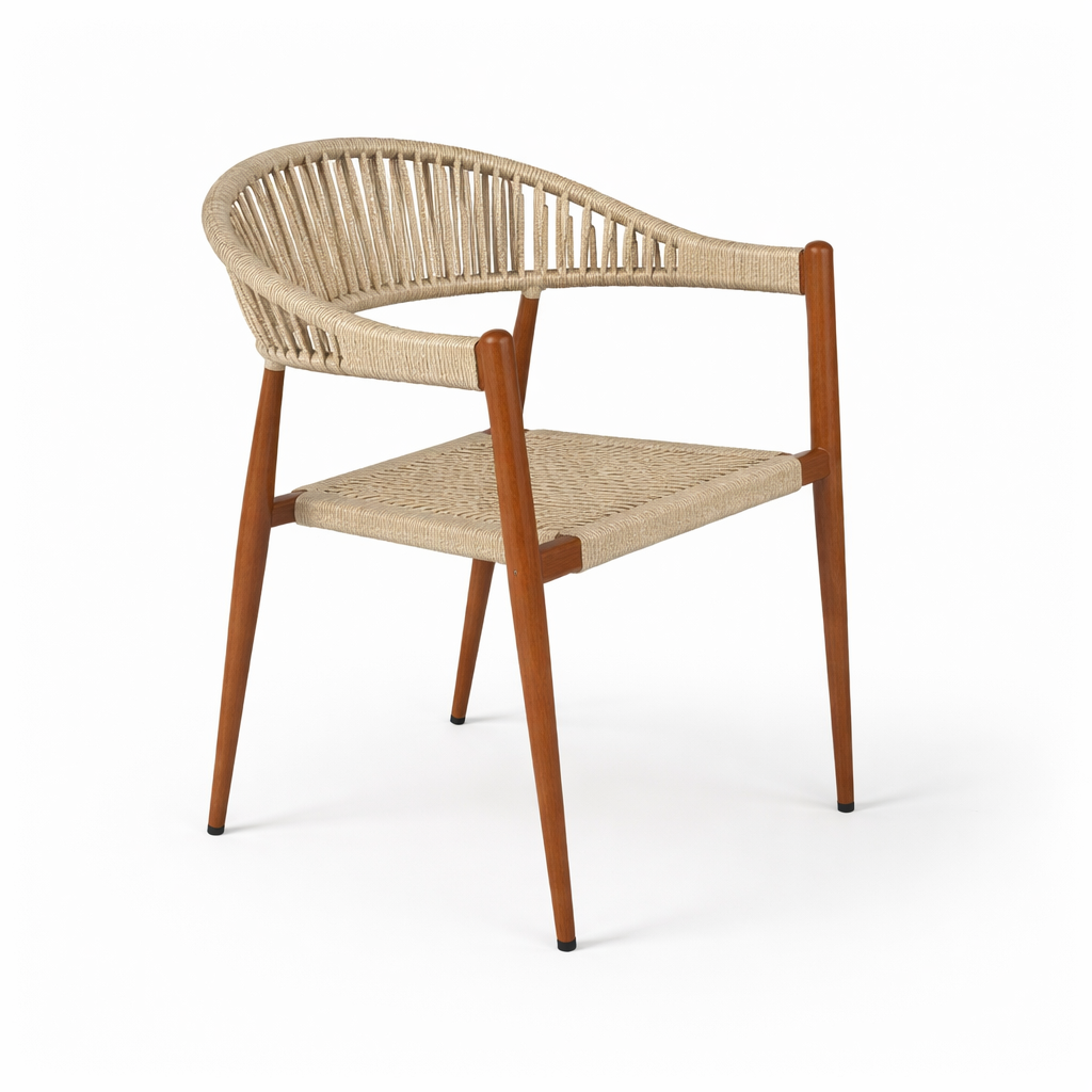 Silla de comedor de madera con asiento tejido Cava