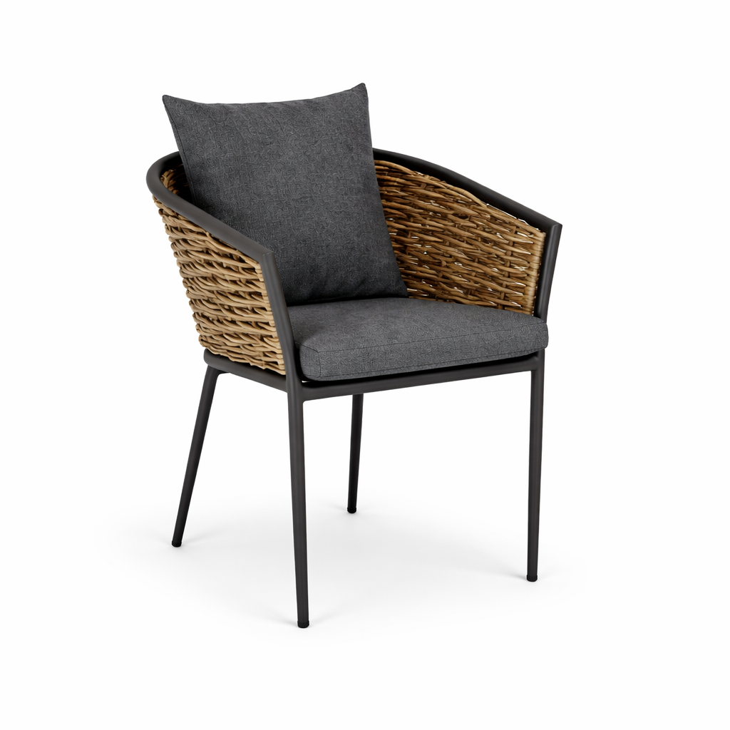 Silla de exterior con cojín y tejido sintético Riva