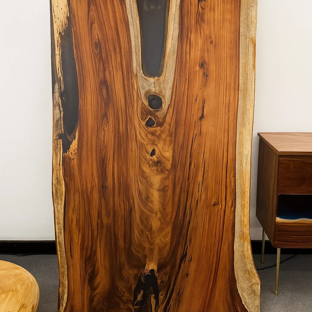 Mesa de Madera con Resina – Hecha a Medida