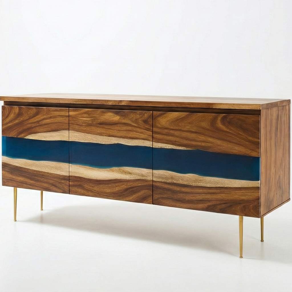 Riviera Buffet in Natural Wood with Epoxy Resin