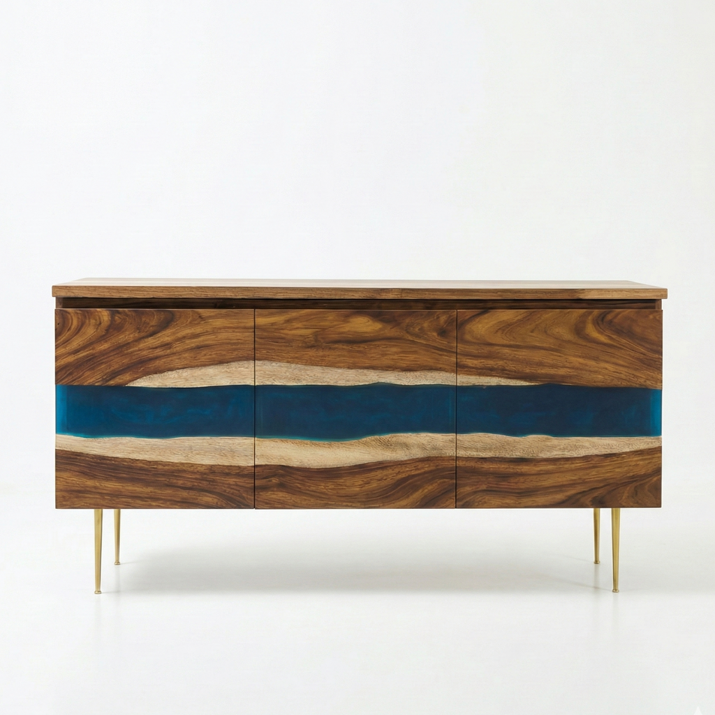 Riviera Buffet in Natural Wood with Epoxy Resin